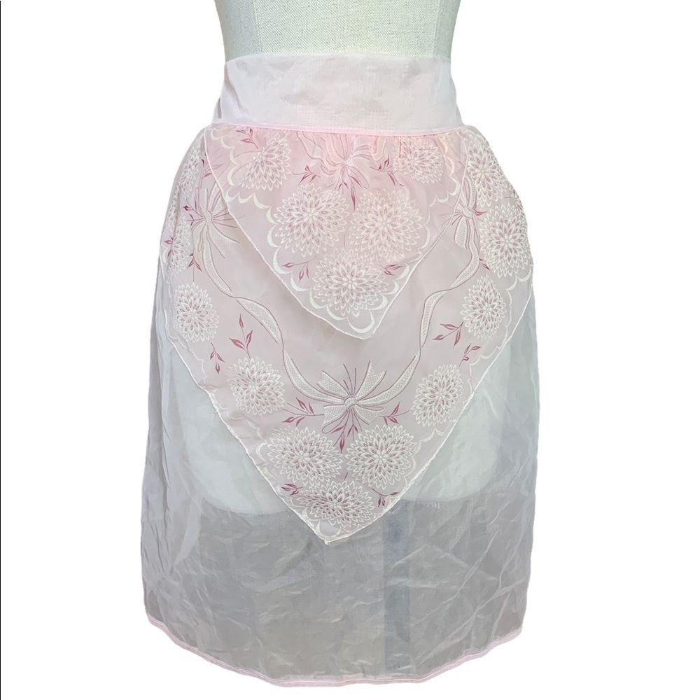 Vintage sheer cotton candy pink tie back apron